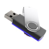 1GB USB Stick Swivel Schwarz/Blau mit Silberem Bügel,