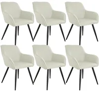 6er Set Esszimmerstuhl Marilyn gepolstert, in Leinenoptik 58 x 62 x 82 cm