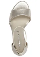 Tamaris Damen Sandalette Metallic Fesselriemen Blockabsatz 1-28096-42, Größe:39 EU, Farbe:Beige
