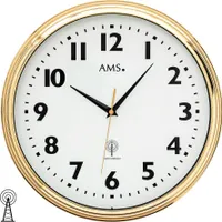AMS 5963 Wanduhr Funk Funkwanduhr analog messing farben golden rund mit Glas