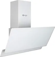Wiggo Dunstabzugshaube 60cm kopffrei I Abluft Umluft Dunstabzug 300m³/h - LED Touch-Display 3 Stufen I Schräghaube inkl. Fettfilter & 2x Kohlefilter I Abzugshaube mit 2 teiliger Glasfront weiß