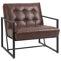 HOMCOM Chesterfield Wohnzimmersessel Relaxsessel Sitz Gepolsterte Rückenlehne Schwarze Metallstruktur Schokoladenfarbener Synthetikbezug
