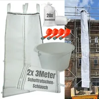 Žlab na suť 6 m | Flexibilní 2× 3 m hadice, snadná instalace | Žlab na suť včetně násypky a 4× napínacího pásu 20× textilní pytel