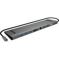 ICY BOX IB-DK2106-C, káblový, USB 3.2 Gen 1 (3.1 Gen 1) Type-C, 100 W, 3,5 mm, 10,100,1000 Mbit/s, antracitová, čierna