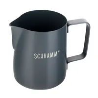 Schramm® Milchkännchen Milchkanne in schwarz oder grau  Edelstahl 350ml Milch aufschäumen Krug Aufschäumkännchen mit Baristastift, Farbe:grau