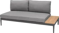 Gartenlounge Sitzbank - Grau - Aluminiumgestell - mit Kissen und Ablagefläche