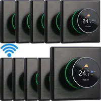 10X WIFI Smart termostat, digitální pokojový termostat LCD s barevnou obrazovkou Nástěnný termostat pro podlahové vytápění pro 3A ohřívač vody s podsvícením/teplotou/senzorem/časovou kalibrací teploty, černý