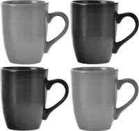 Orion Trinkbecher Keramikbecher Kaffeebecher mit Henkel grau für Kaffee Tee mikrowellengeeignet ALFA 350 ml 4 Stück Set