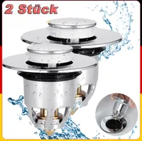 2 X Universal POP UP Ventil Waschbecken Ablaufgarnitur Abflussstopfen Ø 33-40mm