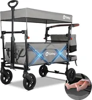 Sekey Bollerwagen Faltbar mit Dach und Sitz, Bollerwagen für 2 Kinder, mit 3-Punkt Gurtsystem, Grau