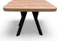 Zaowal quadratischer Tisch 110x110 erweiterbar auf 210 cm Schwarz + Eiche Craft Gold