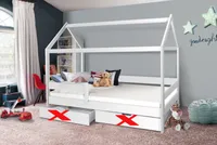 Hausbett  Kinderbett Massiv Hochbett Spielbett Jugendbett 90x200 cm Bett 168cm Hoch