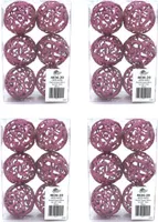 Weihnachts-Kugel 6cm glitzer 4 Sets - 24 Kugeln pink
