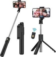 100 cm lang geeignet für alle üblichen Handys ca ohne Bluetooth iPhone wie Samsung Galaxy Huawei LG Universal Selfie Stick Stange Schwarz mit Spiegel Kabelgebunden 