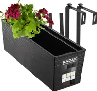 KADAX Doniczka Skrzynka Balkonowa Uchwyty 19x56cm Czarna