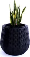 Elegant Einrichten | Pflanzkübel | Polyrattan | rund konisch | D52xH44cm | schwarz.