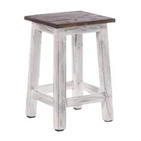 Sitzhocker MADERO | 48x30cm(HxB), Recyclingholz, Holzhocker, Hocker  | Farbe: 05 weiß-natur