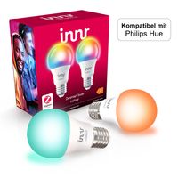Innr Zigbee E27 Lampe Color, kompatibel mit Philips Hue, Alexa, Hey Google (Bridge erforderlich) Smart LED E27, RGB, 16 Million Farben, alle Weißtöne, dimmbar, 2-Pack, RB 286 C-2