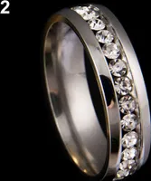 Männer Frauen Paar Liebhaber Strass Titan Stahl Verlobungsring Hochzeit Schmuck-Silber,US 10