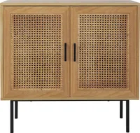 Möbilia Kommode mit Rattan Front | 2 Türen | MDF + Metall | B 80 x T 39 x H 76 cm | natur-schwarz | 28020001 | Serie KOMMODE
