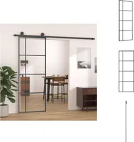 vidaXL Drzwi przesuwne ESG szkło i aluminium 76x205 cm czarne - Drzwi wejściowe