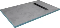 Brodzik prysznicowy MARWELL o wymiarach 90 x 140 x 4 cm do bezpo?redniego ob?o?enia p?ytkami, ze zintegrowanym odp?ywem w kolorze czarnym i odp?ywem poziomym - Brodzik prysznicowy ze zintegrowanym odp?ywem w kolorze czarnym i odp?ywem poziomym