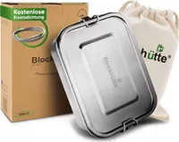 Blockhütte. Premium Edelstahl Brotdose 1200 ml inkl. Fächern & Ersatzdichtung. Die Frischhaltedose mit Trennwand ist auslaufsicher