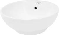 LuxeBath Waschbecken Aufsatzwaschbecken Rund, Ø 45,5x18,5 cm, Weiß, aus Keramik
