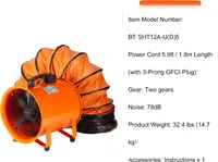 Přenosný ventilátor, 5 m hadice, průmyslové dmychadlo, 365 W