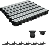 6m Entwässerungsrinne Terrassenrinne Stahlrost verzinkt komplett SET, System A15 98mm