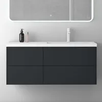 Mai & Mai Badmöbelset 120cm Waschbeckenunterschrank Waschtisch mit Unterschrank Anthrazit matt 4 Soft-Close Schubladen Badezimmermöbel Moment