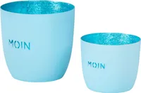 2er Set Moin Teelichthalter Blau Metall Windlicht Tischdeko Kerzenhalter Deko