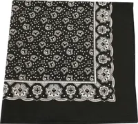 Tobeni 548 Damen Herren Nickituch Kopftuch Bandana Halstuch Baumwolle Uni, Farbe:Paisley Schwarz, Grösse:54 cm x 54 cm