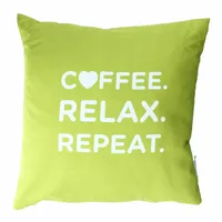 Nescafé Dolce Gusto Kissen mit Schriftzug Coffee Relax Repeat, Polyester, Hellgrün, ca. 40 x 40 cm