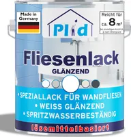 Plid Fliesenlack 0,75l Weiß Glänzend, für ca. 8m² / Fliesenfarbe Fliesen Lack, Küche/Bad