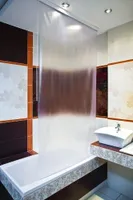Halb-Kassetten Duschrollo 60x240 cm breit Modell Milky Drops Duschvorhang