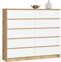 Kommode AKORD K140 Eiche Artisan 138 cm 10 Schubladen Front Weiß B138 x H121 x T40 cm