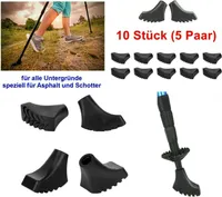GKA 10 Stück (5 Paar) Nordic Walking Asphaltpads für Schotter und Asphalt Ersatzfüße für Nordic Walking Stöcke Gummipuffer Trekking
