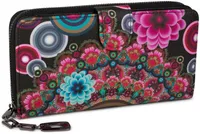 styleBREAKER Damen Geldbörse mit buntem Blumen Blüten Mandala Muster, Ethno Style, Reißverschluss, Portemonnaie 02040040