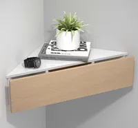 UsalS Nachttisch wandhängend Eck 1 Schublade weiß, Eiche Nachbildung.