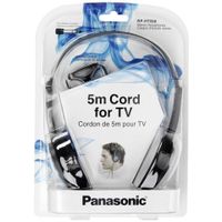 Panasonic RP-HT090E-H - Słuchawki z otwartym pałąkiem i kablem (regulacja głośności na kablu, przedłużone nauszniki, 16 Hz-22 kHz, kabel 5 m), kolor srebrny