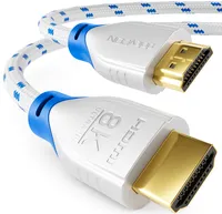 deleyCON - 1m - 8K HDMI 2.1 Kabel 48G - Nylon - 8K@60Hz / 4K@120Hz / 1080P@240Hz - 7680x4320p Dolby DTS HDR eARC CEC UHD-2 Ethernet - Weiß