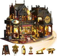 OKWISH 3D-Puzzle Hollow Castle DIY Miniatur-Zauberladen Handgefertigtes Holzhaus zum Zusammenbauen mit LED und kreatives Zimmergeschenk ideal