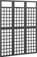 vidaXL Spalier/Paravent 3-teilig Massivholz Tanne Schwarz 121x180 cm