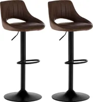 CLIPIOP Barhocker, 2er-Set höhenverstellbarer Hocker, Kunstleder Küchenhocker,Braun