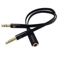 3,5 mm Audio Mic Y Splitter -Kabel -Kopfhöreradapter weiblicher FO 2 männlicher Adapter-Schwarz