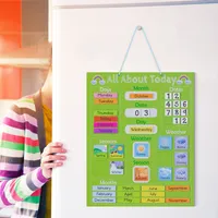 Navaris Kalender Tafel für Kinder - Lerntafel Jahreszeiten Uhr - Magnet Spiel Lernuhr - Kinderkalender Jahreskalender - magnetisch - grün - Englisch