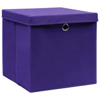 vidaXL Úložné boxy s vekom 10 ks 28x28x28 cm Fialová