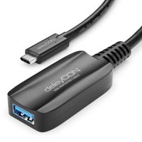 deleyCON 5m Aktive USB Verlängerung mit Signalverstärker USB 3.2 Gen1 (USB3.0 mit 5GBit/s) USB-C auf USB-A PC Computer Laptop Smartphone Tablet