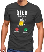 Herren T-Shirt grillen Bier ruft an lustiger Spruch Fun-Shirt Grill-Geschenk Männer Moonworks® anthrazit 5XL